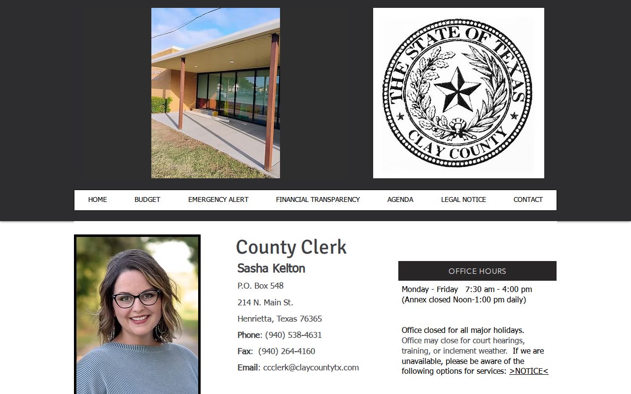 Clay County court docket County Clerk records page