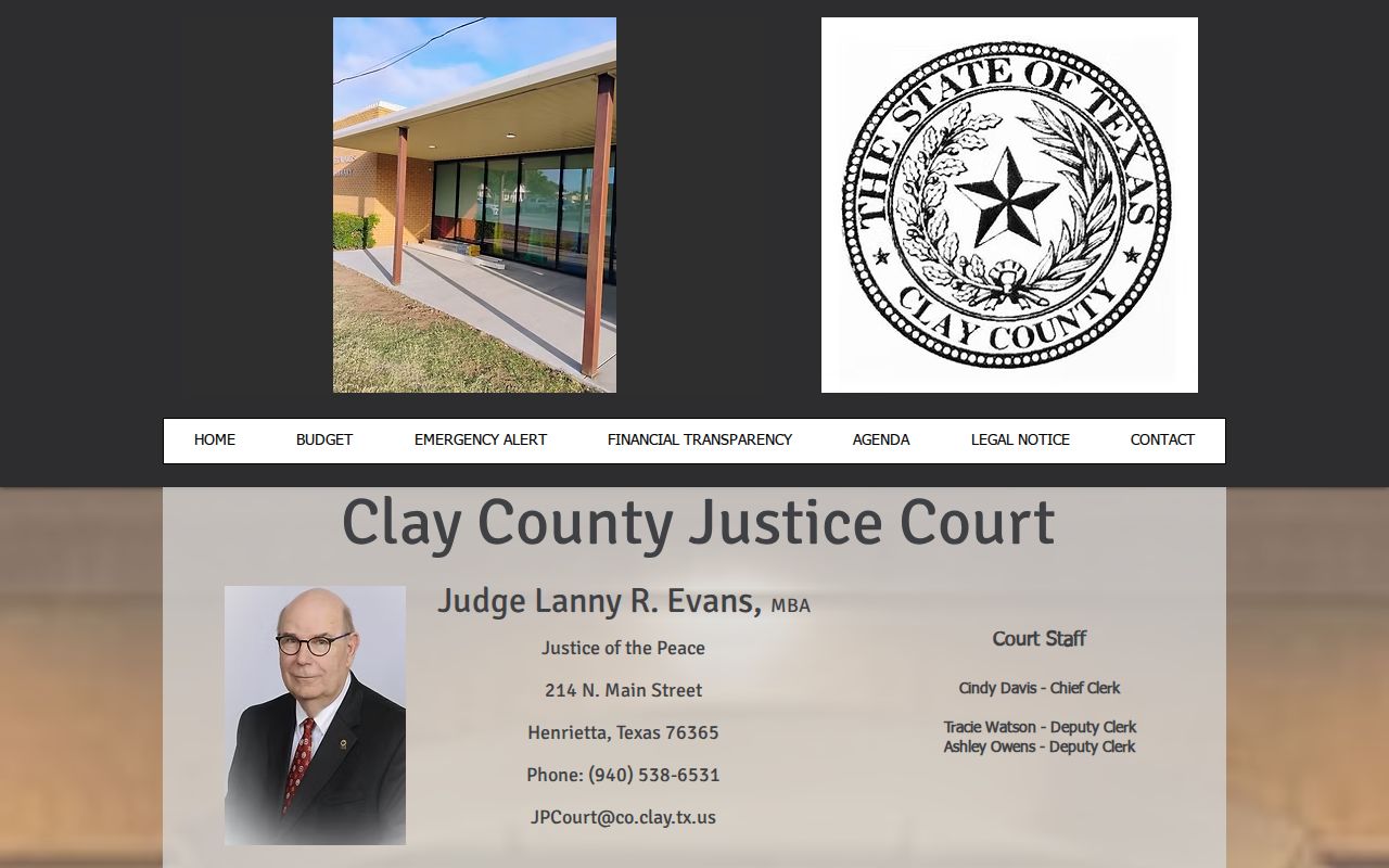 Clay County court docket Justice Court records page